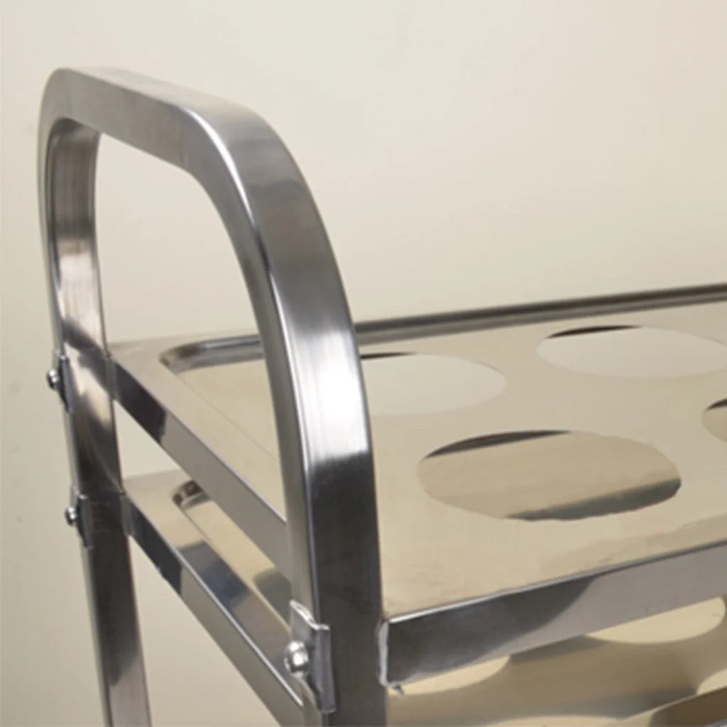 Kitchen Seasoning Cart Premium 2 Tier Stainless Steel 8 Compartment Service Trolley Condiment Holder Spice Bowl