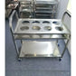 Kitchen Seasoning Cart Premium 2 Tier Stainless Steel 8 Compartment Service Trolley Condiment Holder Spice Bowl