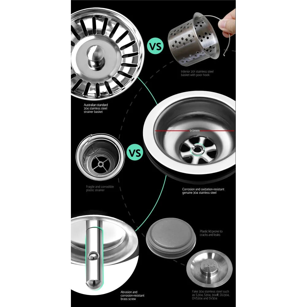 Kitchen Sink 36cm x 36cm Stainless Steel Under/Top/Flush