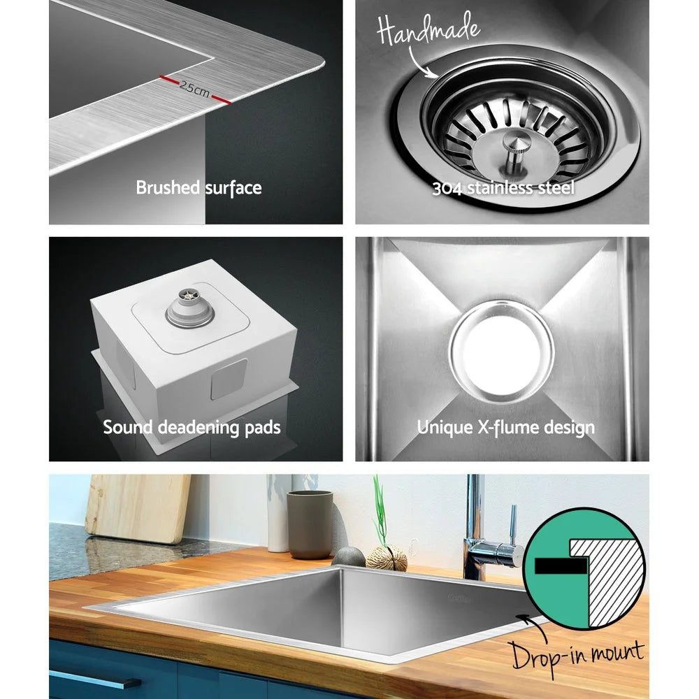 Kitchen Sink 36cm x 36cm Stainless Steel Under/Top/Flush