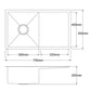 Black steel 75cm kitchen sink with silver basin surface and square drain holes