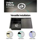 Black steel 75cm kitchen sink with kitchen basin pair and brushed steel finish