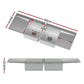 Steel 155x50cm kitchen sink with topmount sink edge and twin bowls