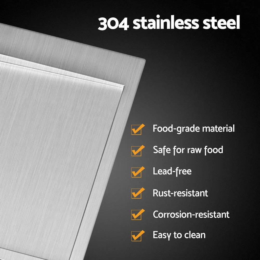Steel 155x50cm kitchen sink with undermount sink bowl and rounded corners