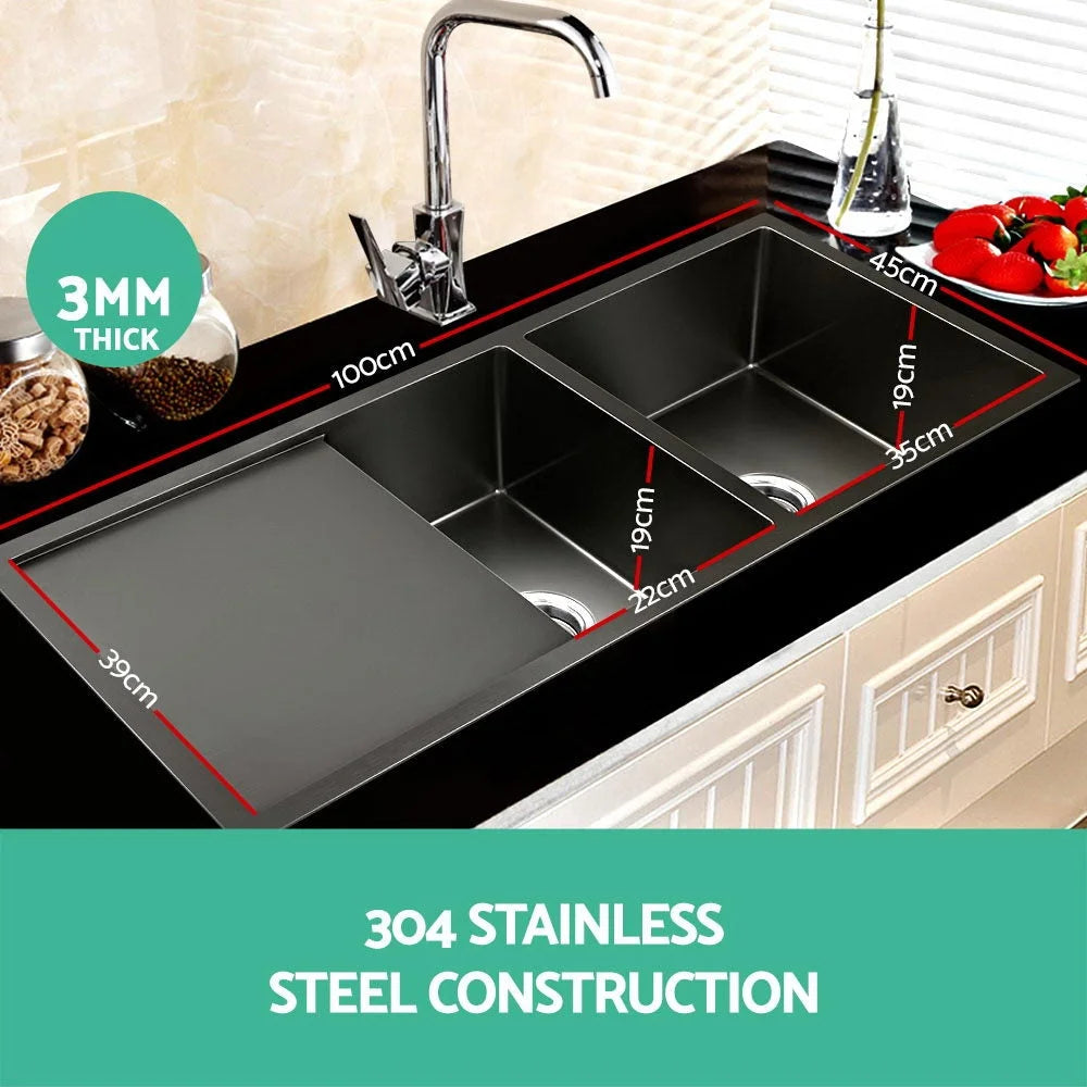 Kitchen Sink Stainless Steel 100x45cm Under/Topmount Double