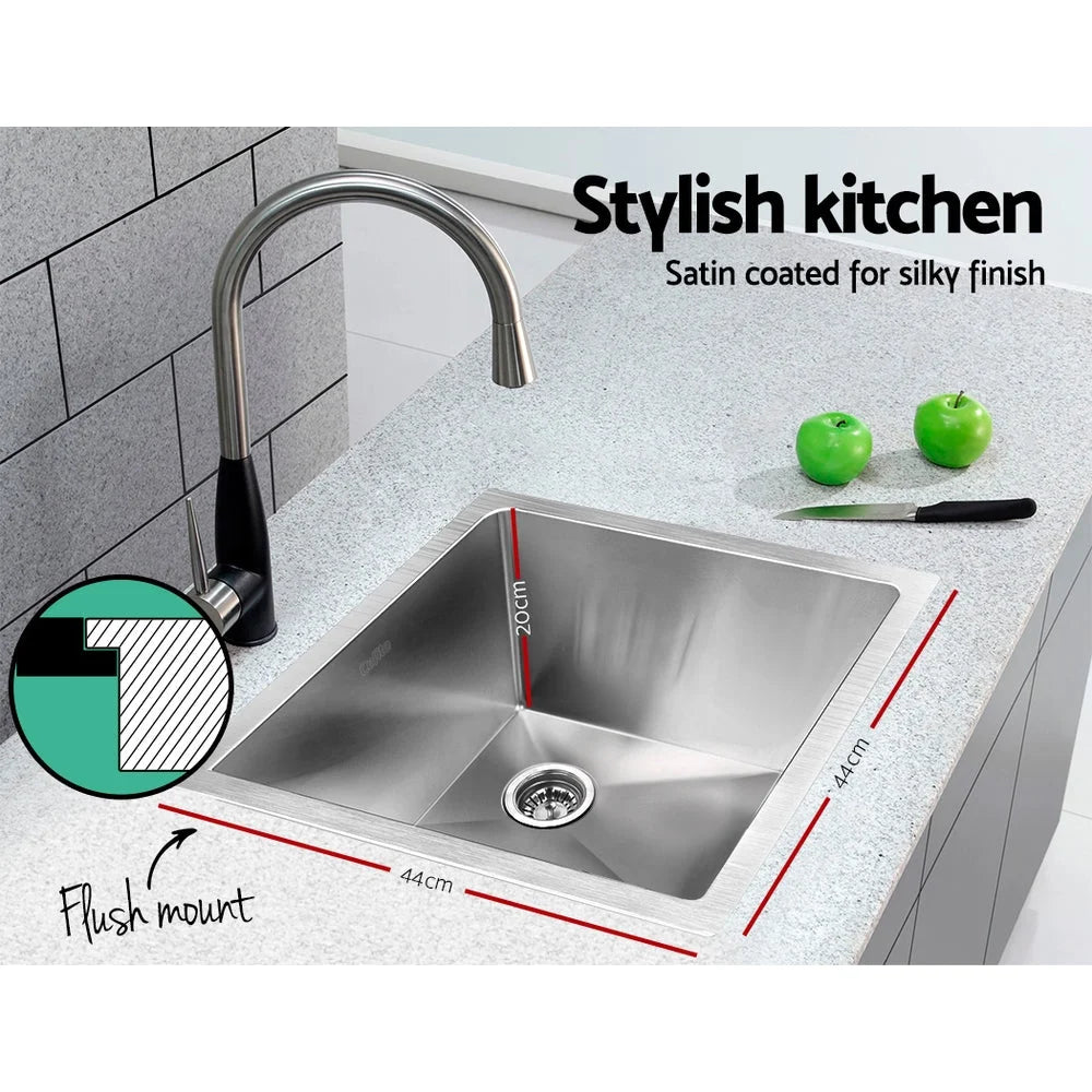 Kitchen Sink 440x440mm Under Topmount Laundry Silver Stainless Steel