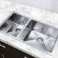 Silver steel 710x450mm kitchen sink with stainless steel double bowl and drain board