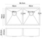 Silver steel 865x440mm kitchen sink with stainless sink rim and deep bowl shape