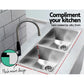 Silver steel 865x440mm kitchen sink with silver basin surface and square drain holes