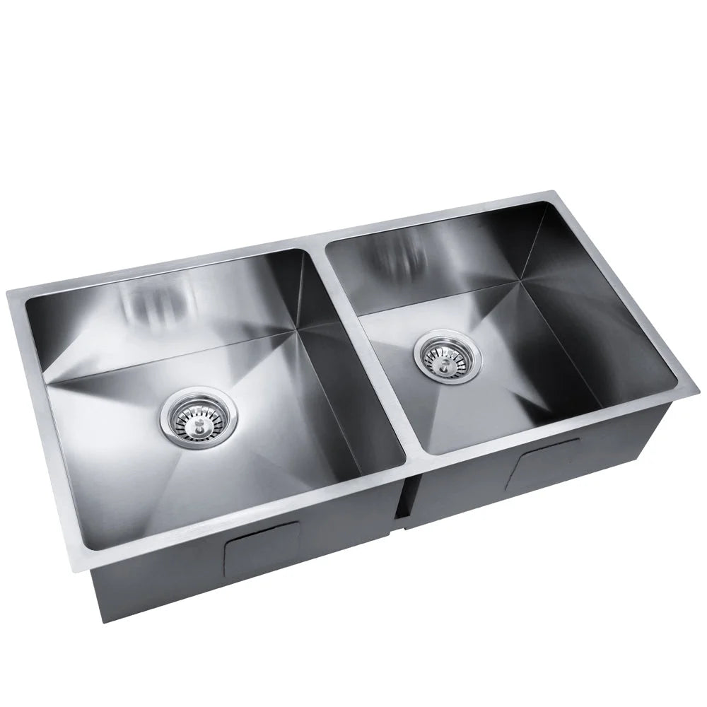 Silver steel 865x440mm kitchen sink with undermount sink bowl and rounded corners