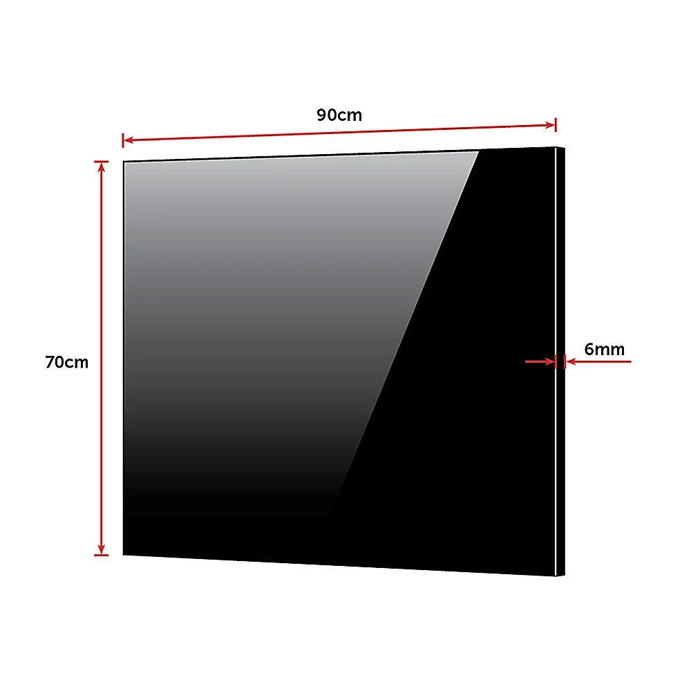 Kitchen Splashback Toughened Black Glass 90cm x 70cm - Home