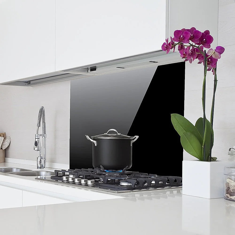 Kitchen Splashback Toughened Black Glass 90cm x 70cm - Home
