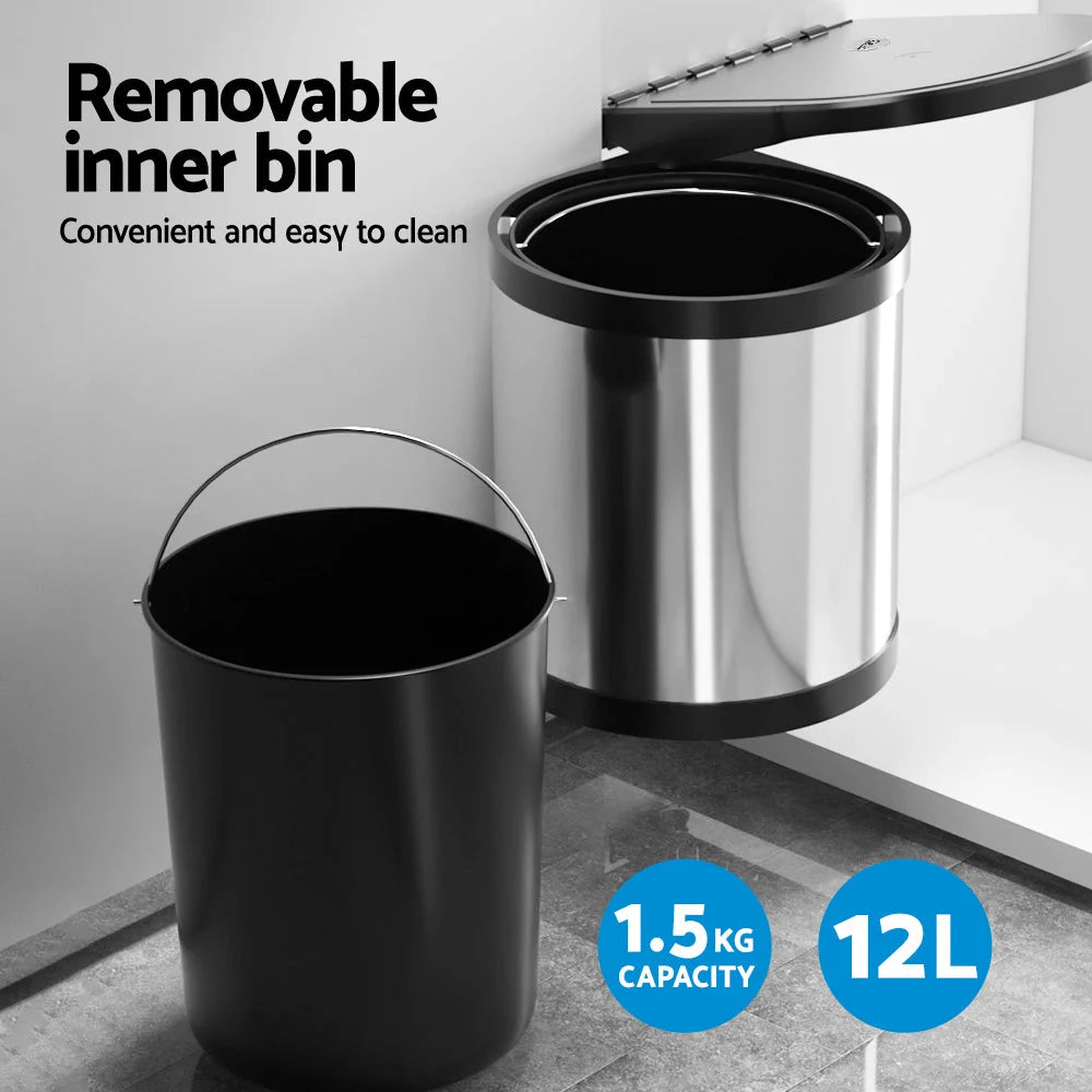 Kitchen Swing Out Pull Bin Stainless Steel Garbage