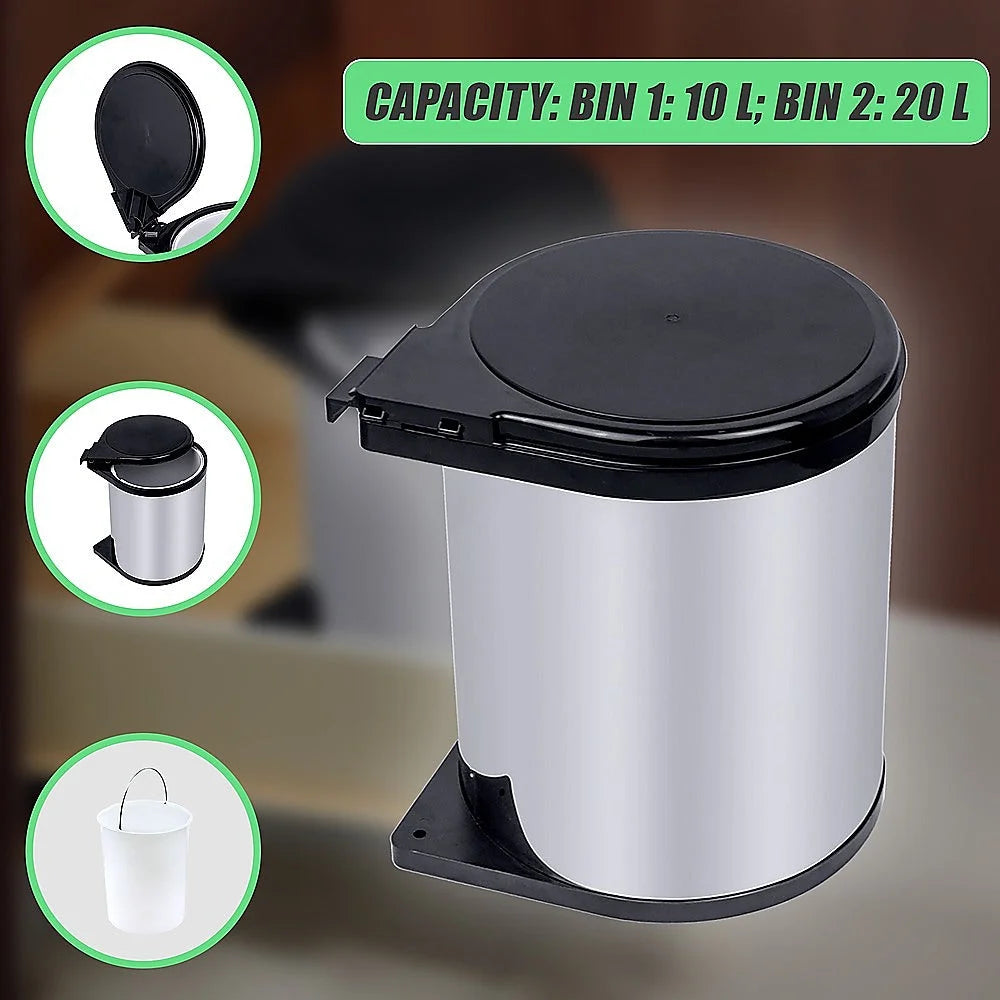 Kitchen Swing Pull Out Bin Stainless Steel Garbage Trash