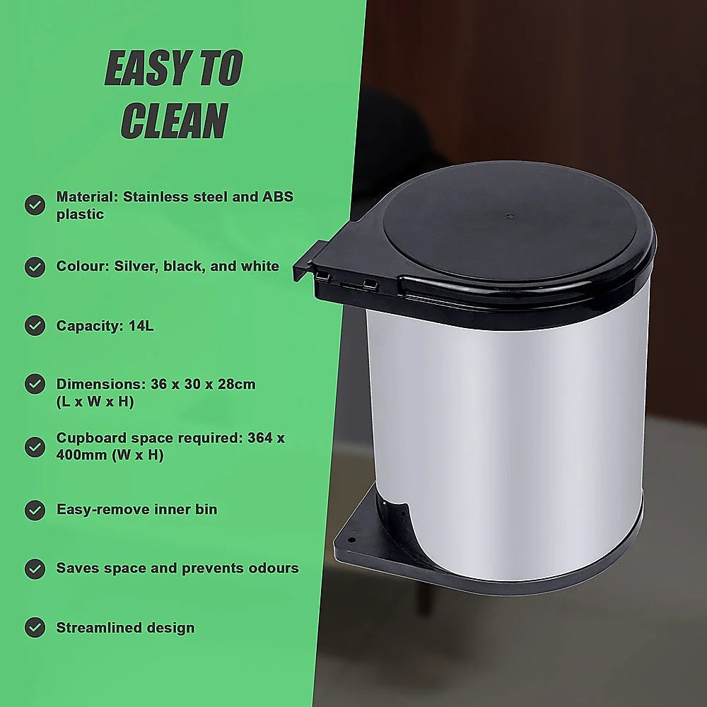 Kitchen Swing Pull Out Bin Stainless Steel Garbage Trash