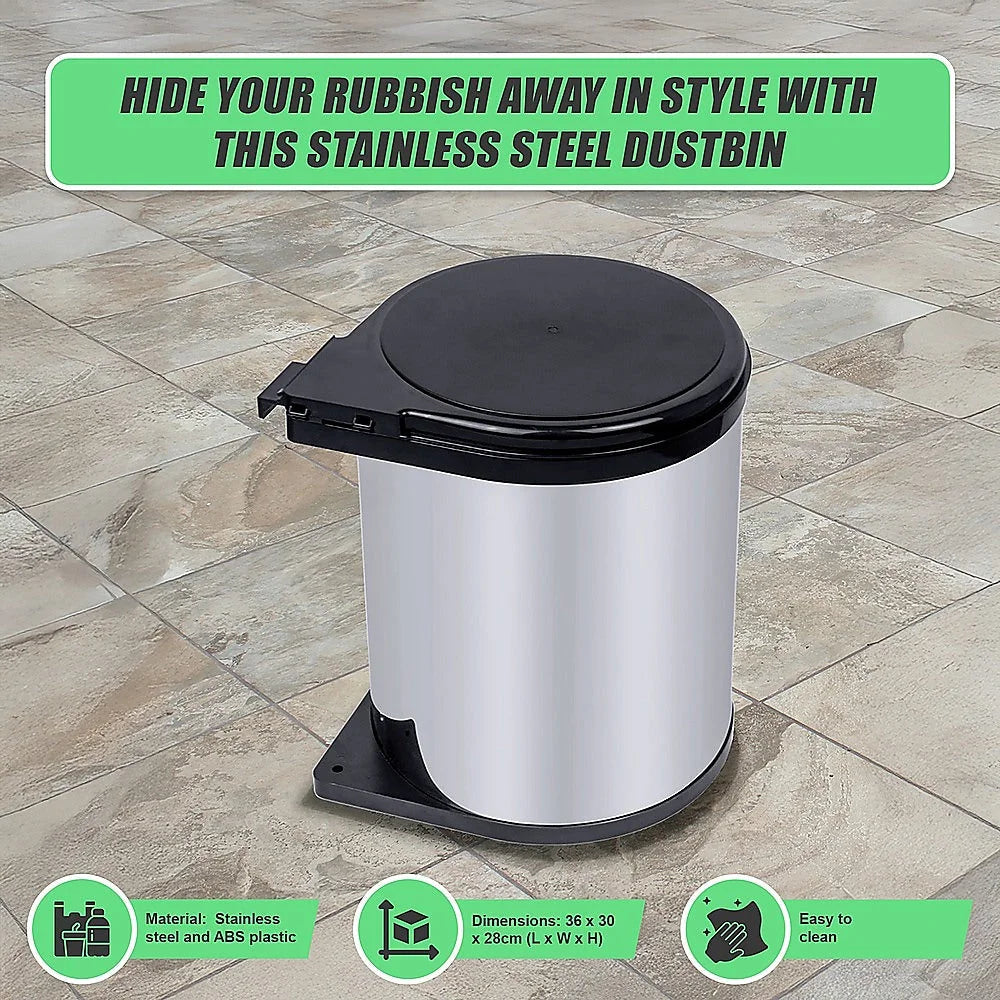 Kitchen Swing Pull Out Bin Stainless Steel Garbage Trash