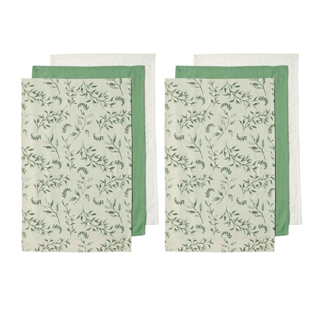 Kitchen Towels Ladelle Grown Ivy Set of 6 Cotton - Green