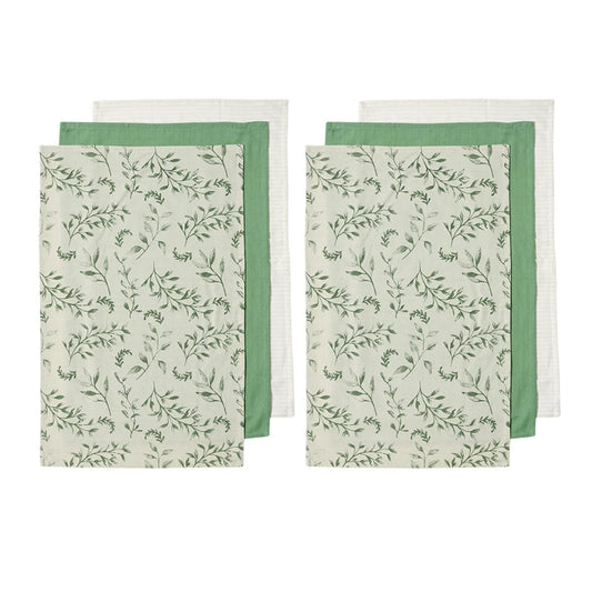 Kitchen Towels Ladelle Grown Ivy Set of 6 Cotton - Green