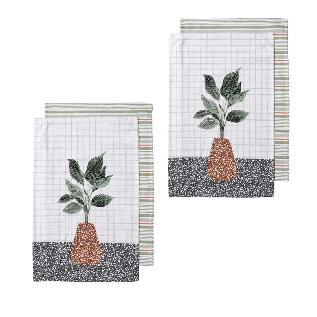 Kitchen Towels Ladelle Revive Plants Set of 4 Cotton