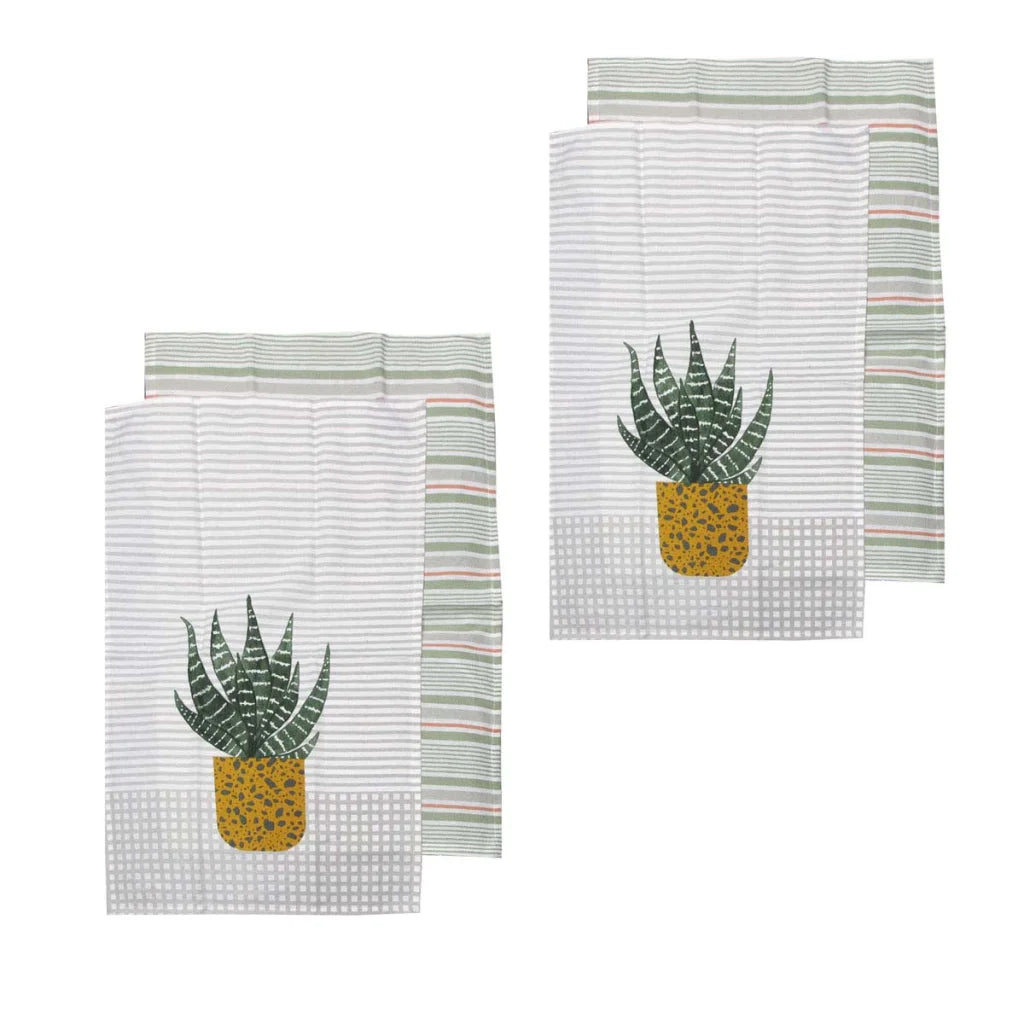 Kitchen Towels Ladelle Revive Plants Set of 4 Cotton