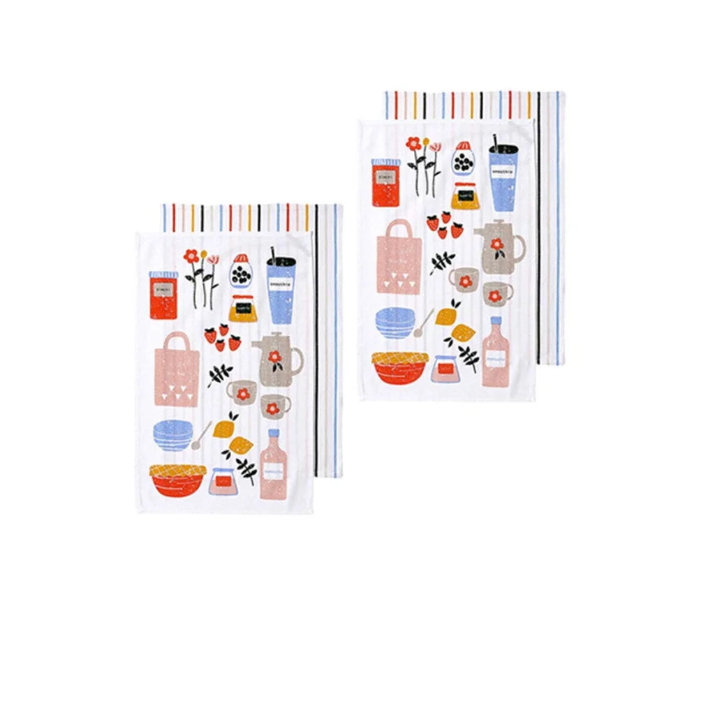 Kitchen Towels Ladelle Sunday Market Set of 4 Cotton - Blue