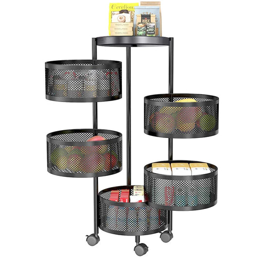 Kitchen Trolley Cart 5-Tier with Wheels for Vegetable &