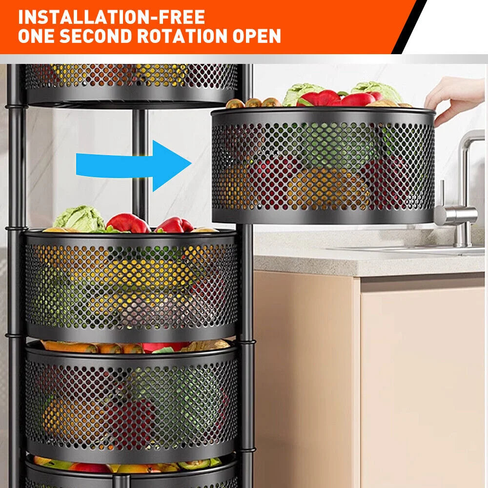 Kitchen Trolley Cart 5-Tier with Wheels for Vegetable &