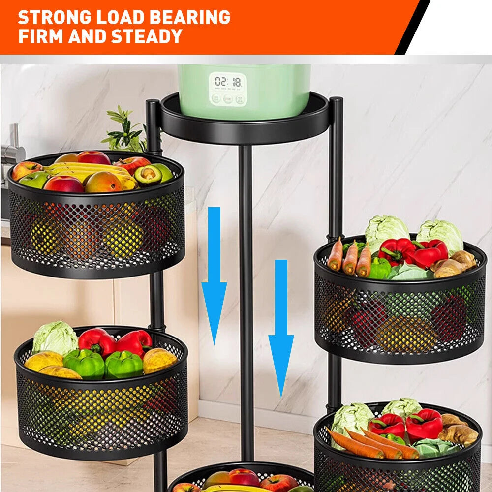 Kitchen Trolley Cart 5-Tier with Wheels for Vegetable &