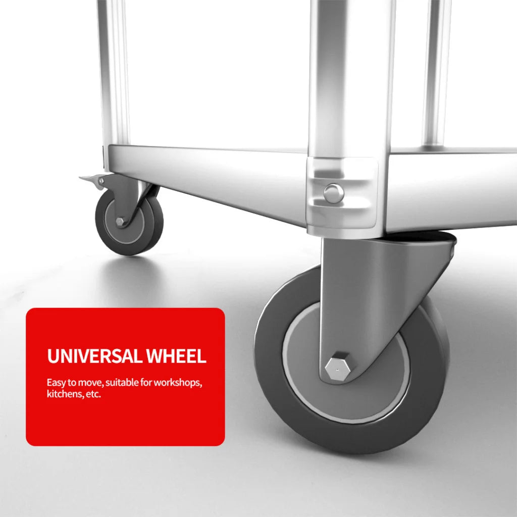 Kitchen Work Bench Premium 120cm Commercial Catering Stainless Steel Prep Table with Wheels