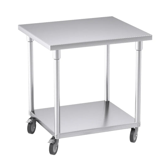 Kitchen Work Bench Premium 80cm Commercial Catering Stainless Steel Prep Table with Wheels