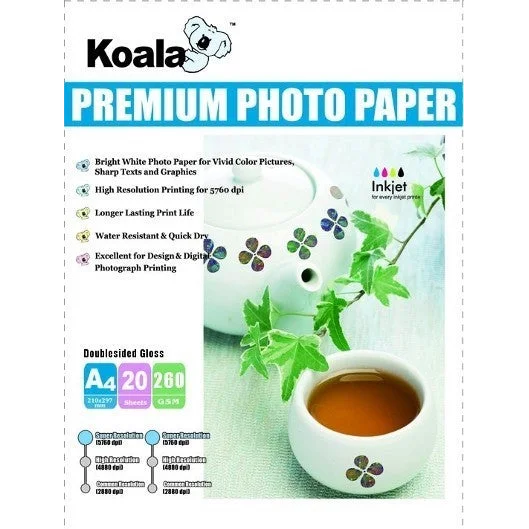 KOALA 260gsm A4 Double-Sided High Gloss Photo Paper - 20