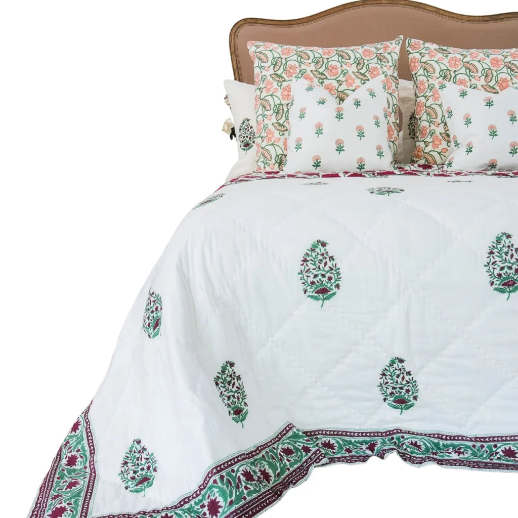 Kolka Kaner Coverlet Bedspread Quilt Doona - Ruby Queen