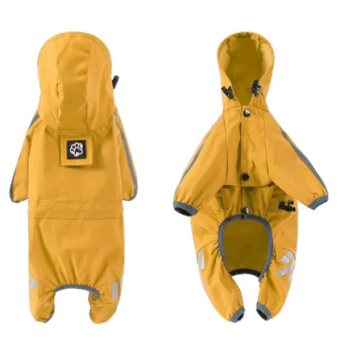 L Bright Yellow And Gray Trim Waterproof Four-Legged Dog