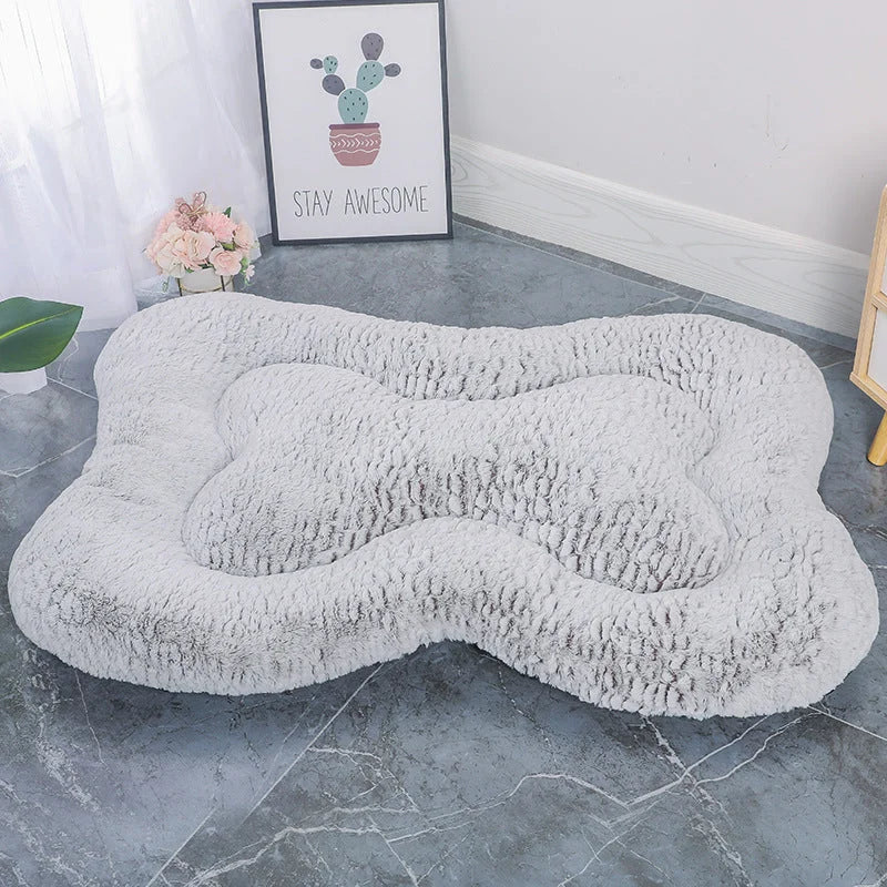 L Coffee Rose Velvet Fish Scale Pet Bed - Creative