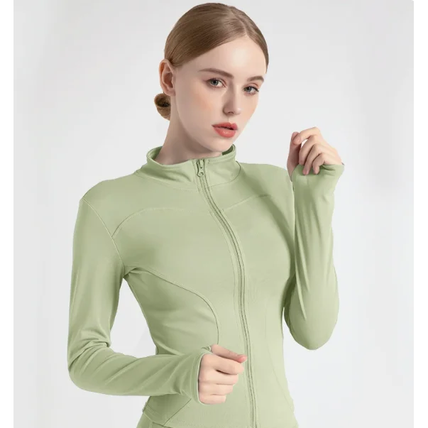 L Green High-Stretch Slim Fit Yoga Jacket - Full Zip