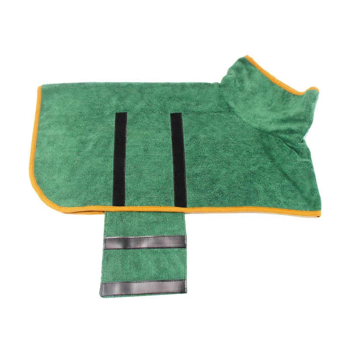 L Green Pet Dog Quick-Dry Bathrobe - Absorbent Towel Robe