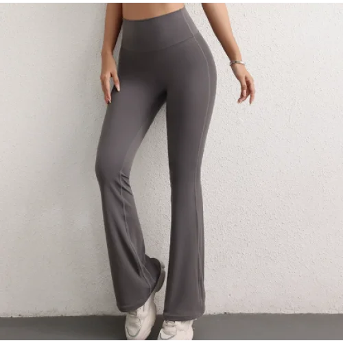 L Grey High Waist Flare Yoga Pants - Women’s Bootcut