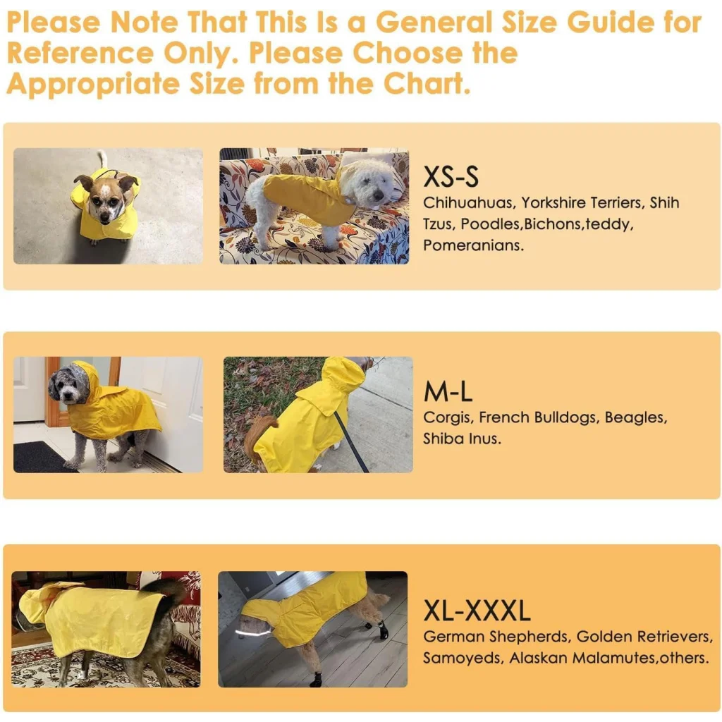 L Orange Reflective Adjustable Pet Raincoat with Hood