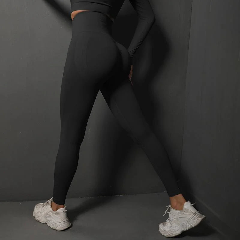 L Rose Red Seamless Butt-Lifting Yoga Leggings - High-Waist