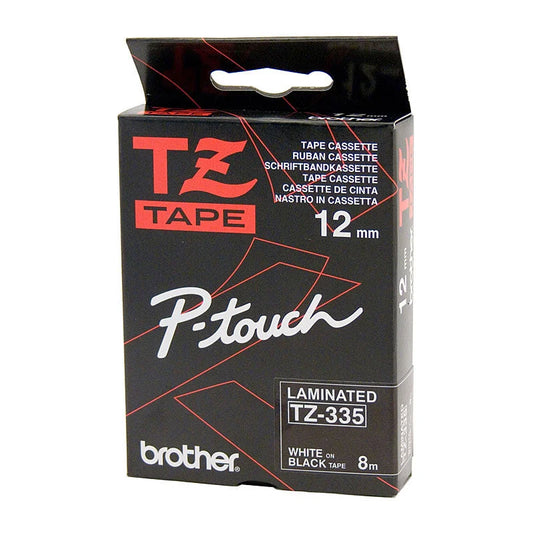 Labelling Tape BROTHER TZe335 - 12mm White on Black TZE Tape