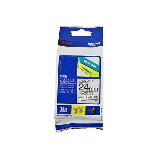 Labelling Tape BROTHER TZeM951 - 24mm Black on Silver Matte