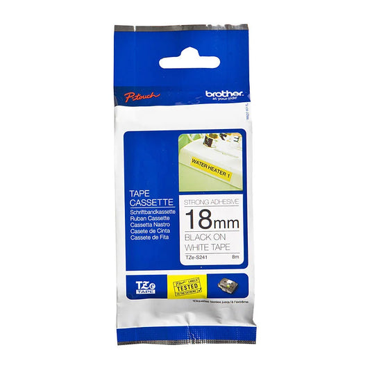 Labelling Tape BROTHER TZeS241 - 18mm Black on White Tape