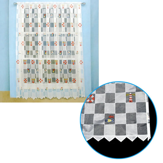 Lace Curtain Kids CuteSheer Under The Sea Sailing Boat