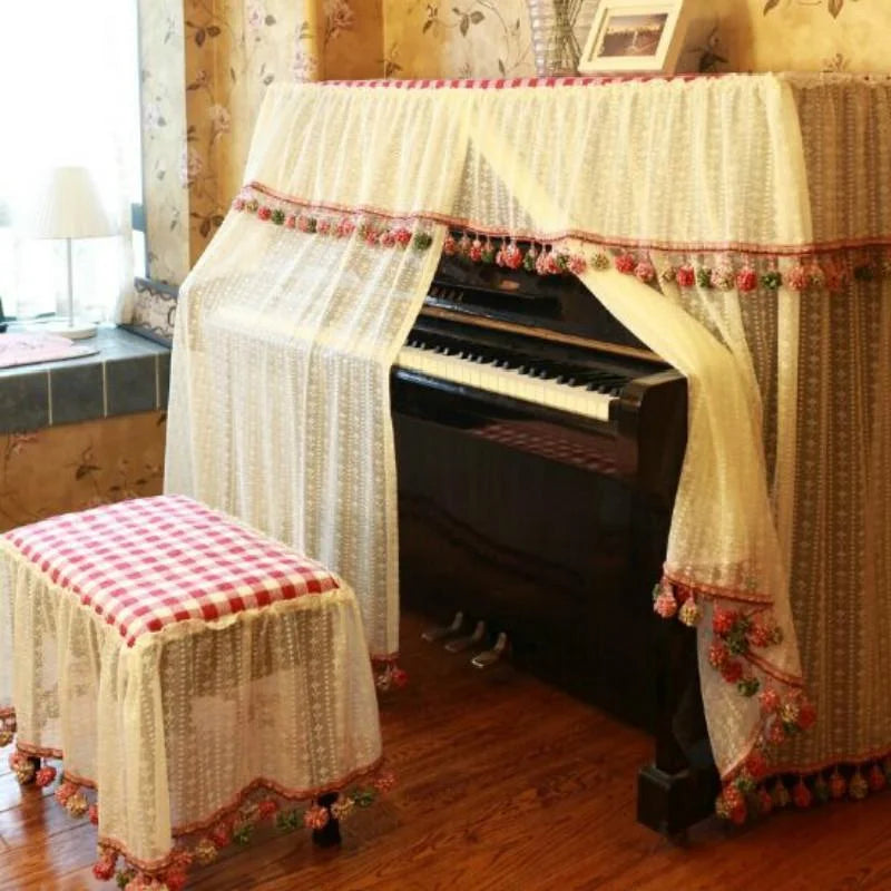 Lace Embroidered Piano Dust Cover - 60×36cm - Furniture >