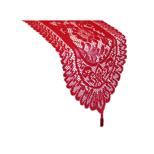Lace Table Runner Logan Red with Tassel 33 x 180 cm