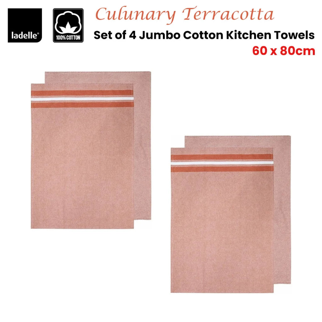 Ladelle Culinary Terracotta Cotton Set of 4 Jumbo Kitchen