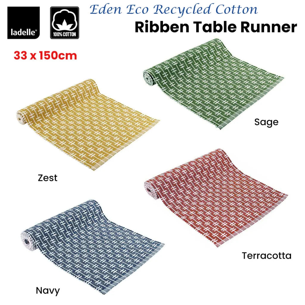 Ladelle Eden Ribbed Eco Recycled Cotton Table Runner