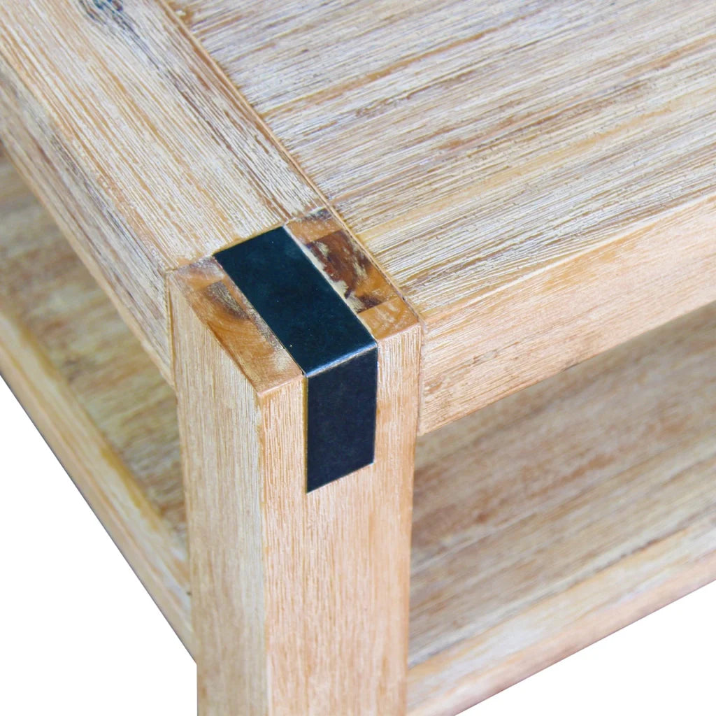 Lamp Table Open Storage Solid Wooden Frame - Classic Oak