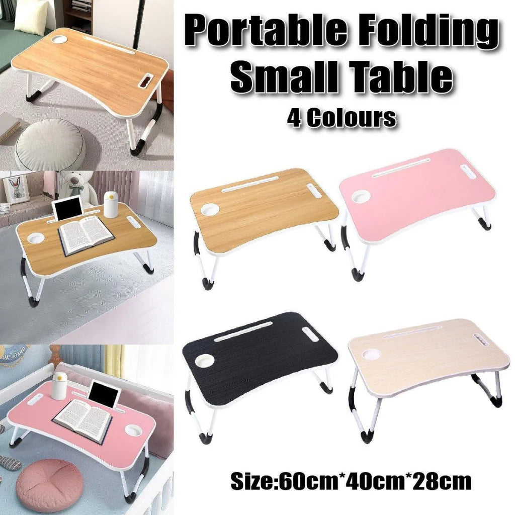Laptop Bed Table Foldable Lap Standing Desk with Cup Slot