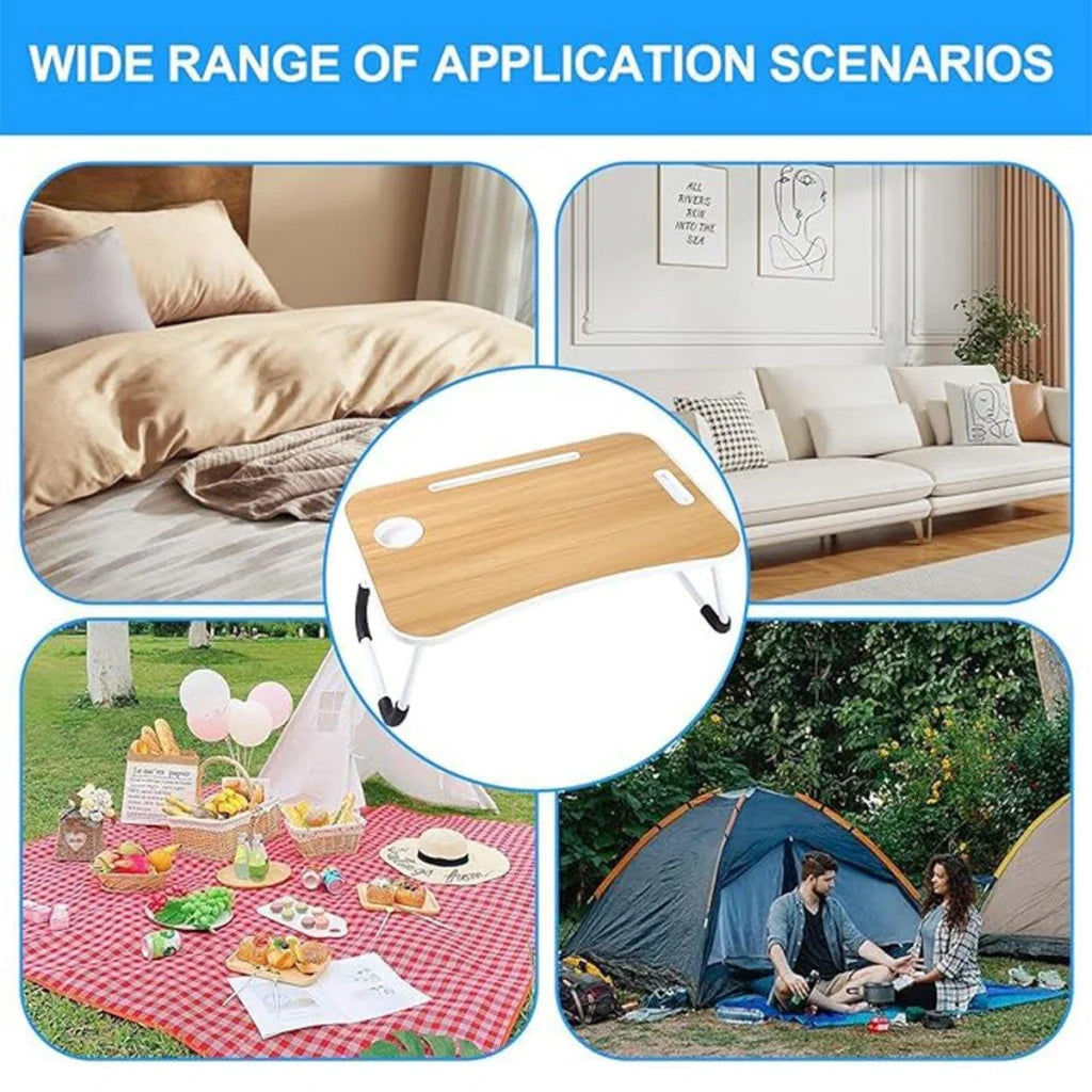 Laptop Bed Table Foldable Lap Standing Desk with Cup Slot